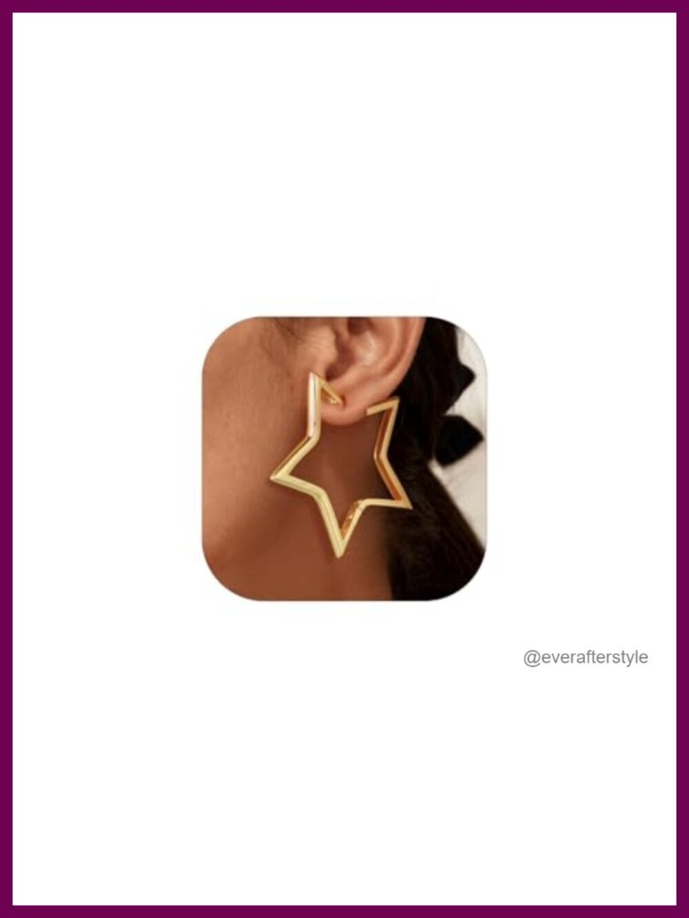 Minimalist Star Hoop Earrings Hypoallergenic Brass Silver Gold Plated